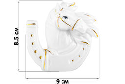 Фигурка декоративная 9*3*8,5 см Лошадь и подкова белая с золотом, фарфор - Elan gallery фото 2