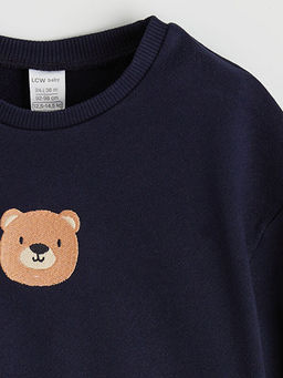 Bisiklet Yaka Nak??l? Erkek Bebek Sweatshirt