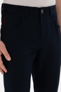 Erkek Lacivert Slim Fit Kanvas Pantolon