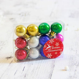 Цена за 2 шт. Ёлочные игрушки Глянец, шары новогодние, d=2.5 см, набор 12 шт., МИКС - Зимнее волшебство фото 2