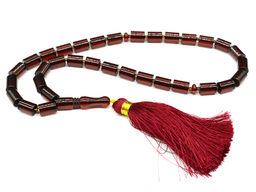 Четки из янтаря искусственного цилиндрик 7*10мм вишня, 35см.