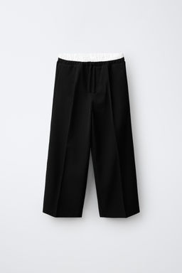 PANTAL?N WIDE LEG CINTURILLA DOBLE / Negro