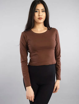 K12901 Лонгслив (хлопок) КОРИЧНЕВЫЙ