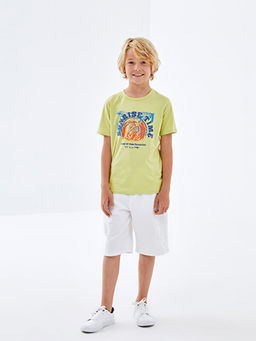 Bisiklet Yaka Bask?l? K?sa Kollu Erkek ?ocuk Ti??rt - Waikiki фото 2