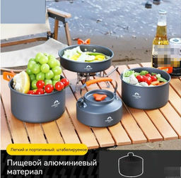 Набор походной посуды 3 в 1 с крышками, складные ручки