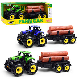 Трактор "Веселая ферма" с бревнами, в коробке