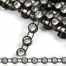 Цепь со стразами арт.TBY.06.SS11, цв.черный/серебро, 4мм, уп.9,14м