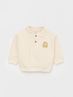 Polo Yaka Uzun Kollu Bask?l? Erkek Bebek Sweatshirt ve Pantolon 2li Tak?m - Waikiki фото 2