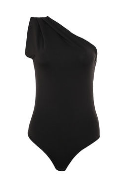 Siyah Asimetrik Yakal? Alttan C?tc?tl? Esnek Orme Body TWOSS22BD00014