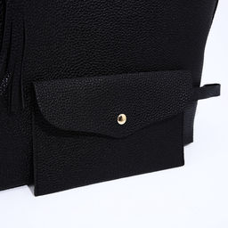 Сумка - шоппер женская на кнопке, с монетницей, 35×10×28 см, чёрная