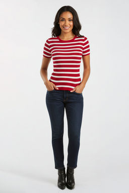 Trendyolmilla Fusya Basic Cizgili Triko Kazak TWOSS20KZ0075 фото 9