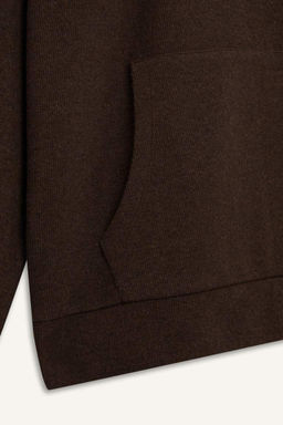 Простой толстовка широкого кроя оверсайз с карманом-кенгуру и воротником-поло на молнии - Defacto фото 3