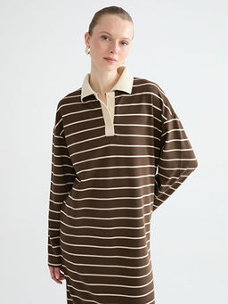 G?mlek Yaka ?izgili Elbise