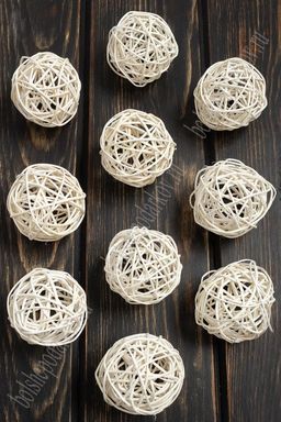 Декор шарик Китте из ротанга 7 см (5 шт) SF-3142, кремовый