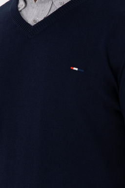 Erkek Slim Fit V Yaka Lacivert Basic Kazak - U.s. polo assn фото 7