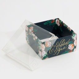 Цена за 5 шт. Коробка для кондитерских изделий с пластиковой крышкой «Хлопок», 12 х 6 х 11.5 см