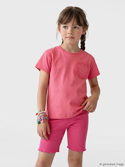 Bisiklet Yaka Nak??l? K?z ?ocuk Ti??rt