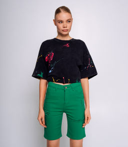 Джинсовые шорты #КТ235, зелёный