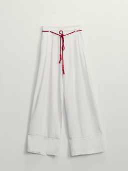 Широкие брюки из вискозы со шнурком / Zarina  фото 8