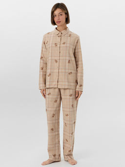 Комплект женский домашний бежевый с принтом мишек