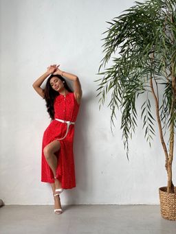 Платье, как из к/ф Красотка, красное в хаотичный горошек - Martichelli фото 17