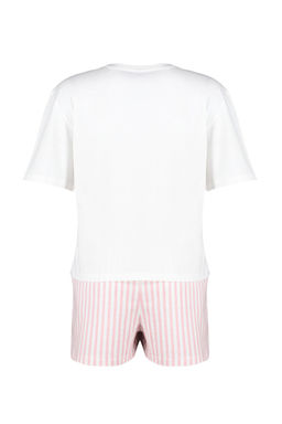 Trendyolmilla Kad?n Couple/Cift Cok Renkli %100 Pamuklu Ay?c?kl? Cizgili Sortlu Orme Pijama Tak?m? THMSS24PT00175  фото 9