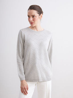 Bisiklet Yaka ?izgili Kad?n Triko Kazak