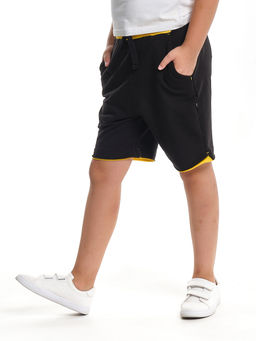 Шорты трикотажные 22-1649 чёрный/желтый - Mini maxi фото 2