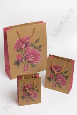 Пакет крафтовый с рисунком "Цветочки" 15*20*7 см (12 шт) SF-7170, №1