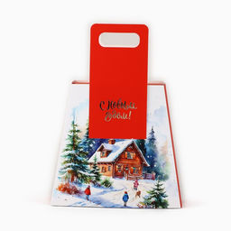 Коробка подарочная новогодняя складная с ручками Домик в лесу 23?8?32 см