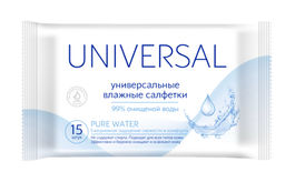 UNIVERSAL PURE WATER влажн.салфетки (15шт) Универсальные