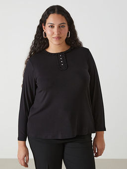 Bisiklet Yaka D?z Uzun Kollu Kad?n Bluz