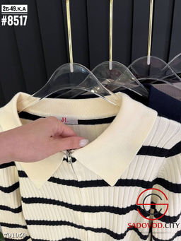 Женский вязаный топ с воротником-поло и застежкой-молнией