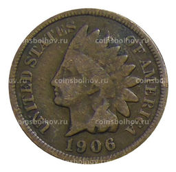 Монета 1 цент 1906 года США