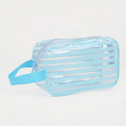 Цена за 2 шт. Косметичка на молнии для бассейна, с ручкой, с принтом Горизонтальные полосы, прозрачная/голубая
