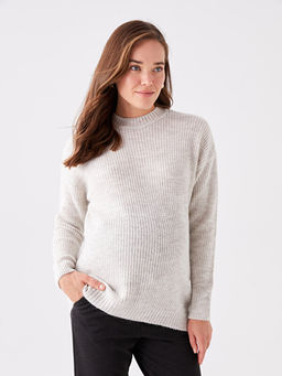 Bisiklet Yaka D?z Uzun Kollu Hamile Triko Kazak