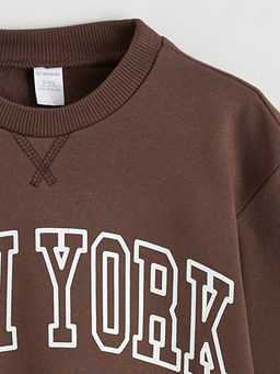 Bisiklet Yaka New York Bask?l? Erkek ?ocuk Sweatshirt