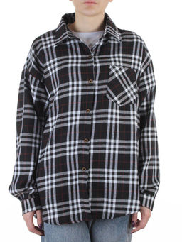 C503 BLACK/WHITE Рубашка женская оверсайз (95% хлопок, 5% спандекс)