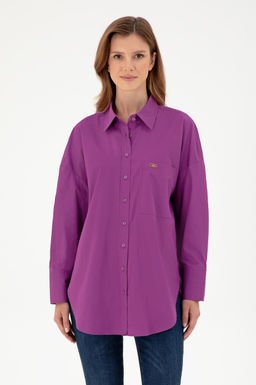 Женская фиолетовая рубашка с длинным рукавом Неожиданная скидка в корзине