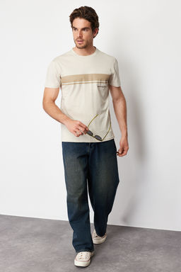 TRENDYOL MAN Tas Regular/Normal Bisiklet Yaka K?sa Kollu Cizgili Bask?l? %100 Pamuklu T-shirt TMNSS24TS00059 - Trendyolmilla фото 10
