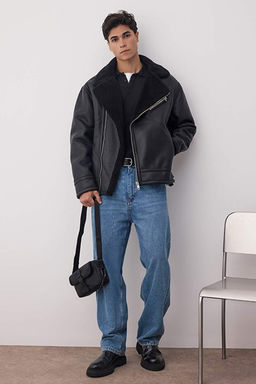 Siyah Regular Fit Suni Deri %100 PU __i Polarl_ Kal_n K__l_k Erkek Mont TMNAW26MO00005 - Trendyolmilla фото 2