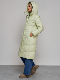 Пальто утепленное молодежное зимнее женское светло-зеленого цвета 52325ZS - Holdluck фото 8