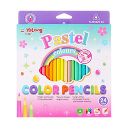 Карандаши 24 цвета, в картонной коробке, шестигранные, деревянные, Пастель, МИКС