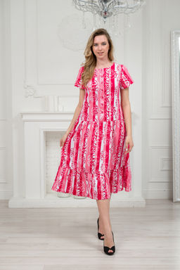 Платье женское из кулирки Кармелита малиновая роза