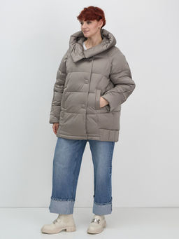 Куртка зимняя женская с капюшоном модная коричневого цвета 7651K - Visdeer фото 14