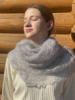 404 Паутинка Шарм серый 1м 30см *1м 30см - Оренбургский пуховый узор фото 2