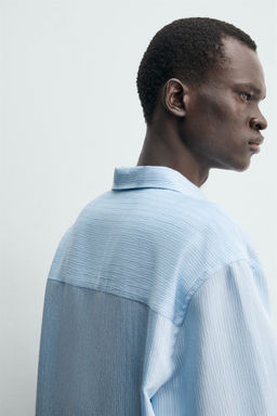 CAMISA FLUIDA RAYAS / Azul claro - Zara фото 7