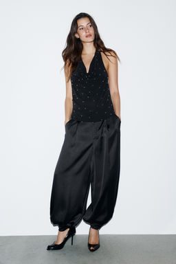 SATIN BALLOON TROUSERS WITH PLEATS - Zara фото 4