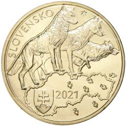 Монета 5 евро 2021 года Словакия  Волк