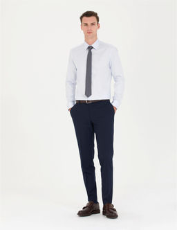 A__k Mavi Slim Fit Uzun Kollu Basic G_mlek